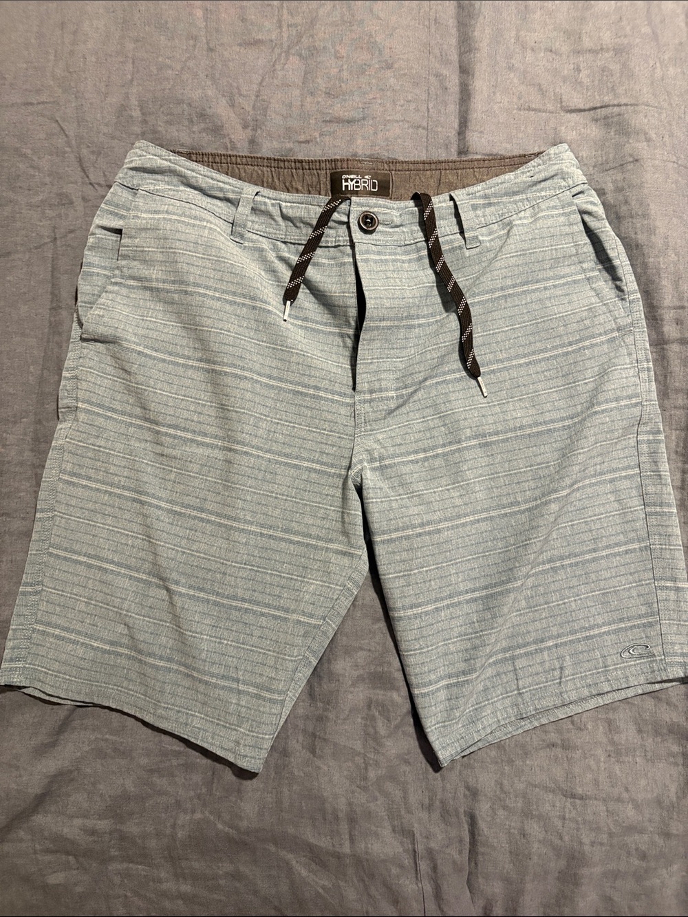 O’Neil Hybrid Drawstring Striped Casual Shorts in Light Blue